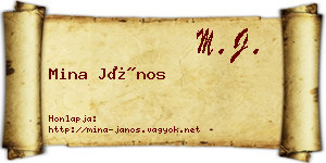 Mina János névjegykártya